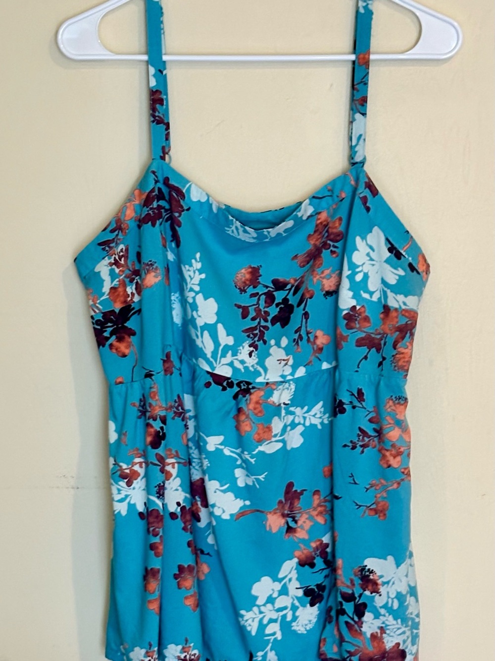 Torrid Peplum Tank Top Teal Floral Sz 1 Adjustable